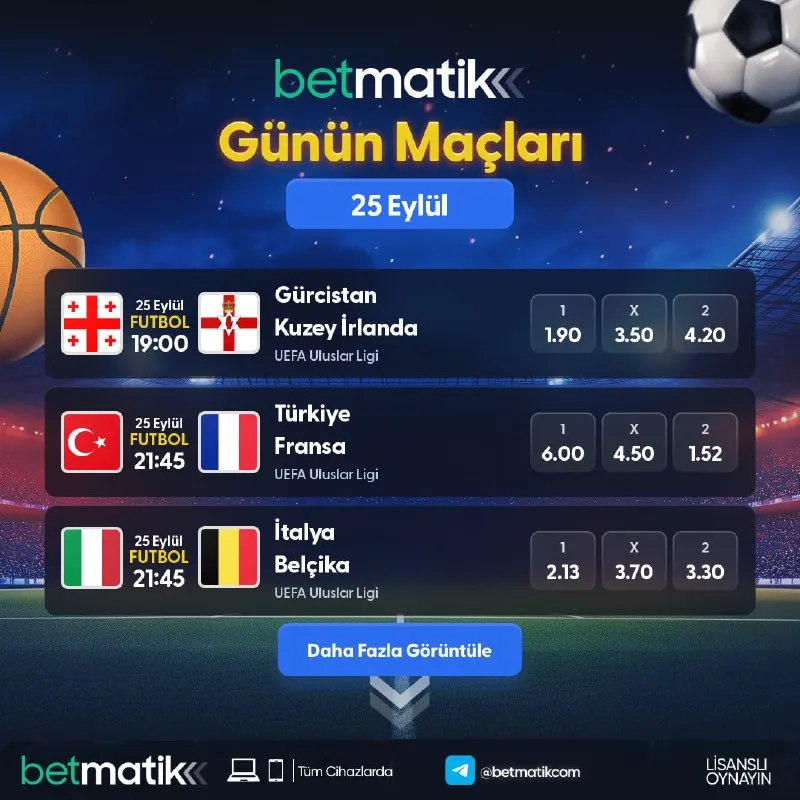🐝 Günün En Heyecanlı Maçları, En Yüksek Oranlarla Betmatik’te! 📺 Canlı Bahiste Limit Yok!…