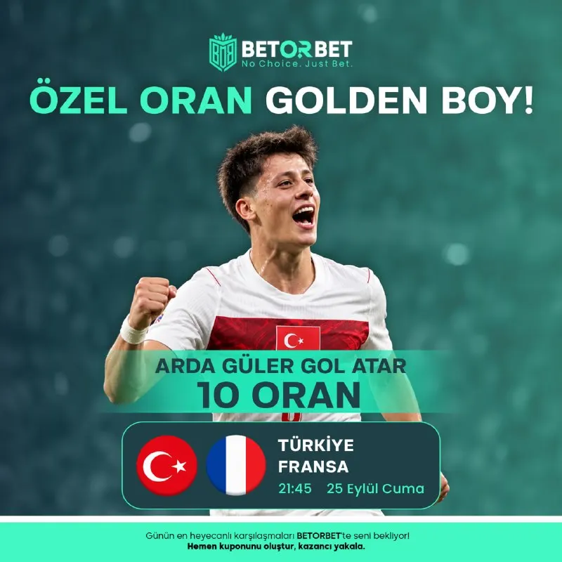 ⚽️ GOLDEN BOY! Türkiye - Fransa / 21:45 Arda Güler gol atar 🥵BAHİSİNE TOPLAM ORAN 10!…