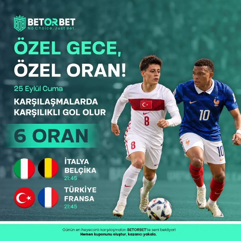 ⚽️ ÖZEL GECE, ÖZEL ORAN! İtalya - Belçika / 21:45 Türkiye - Fransa / 21:45…