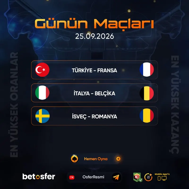🎰🎰🎰🎰🎰🎰🎰🎰🎰🎰 ⚽️ TÜRKİYE 🆚 FRANSA ⚽️ İTALYA 🆚 BELÇİKA ⚽️ İSVEÇ 🆚 ROMANYA 🏵 YENİ ÜYELERE 5000…