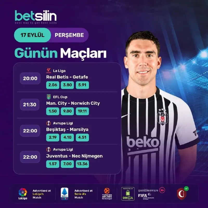 💥 NEFES KESEN PERŞEMBE HEYECANI BAŞLIYOR! KAZANÇ BETSİLİN'DE! 🚀 ⚽️ 17 EYLÜL PERŞEMBE günü…