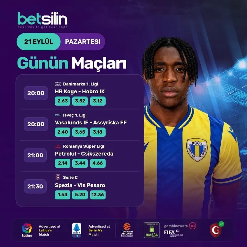 ⚽️ BETSİLİN'DE HAFTAYA FUTBOL HEYECANI İLE BAŞLAMAYA HAZIR MISIN? ⚽️ 📅 21 EYLÜL PAZARTESİ…