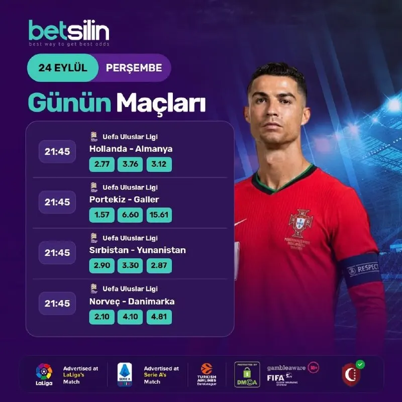 🎯 BETSİLİN'DE UEFA ULUSLAR LİGİ HEYECANI BUGÜN BAŞLIYOR! 🎯 24 Eylül Perşembe gününün öne…