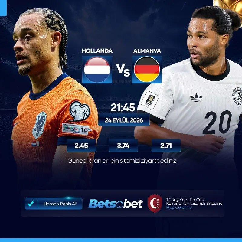 ⚽️MAÇ HEYECANI BETSOBET'TE YAŞANIR⚽️ ⚡️⚡️⚡️⚡️⚡️⚡️⚡️ 🇳🇱HOLLANDA 🆚ALMANYA🇩🇪 ⏰ 21:45 📆24…