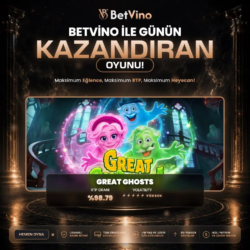✋ Günün kazandıran oyunu Betvino'da ✨ %98.79 RTP oranıyla günün en kazandıran oyunu…
