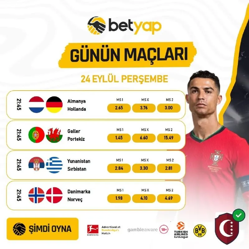 ⚡️ BU AKŞAM ADRENALİN DORUKTA! BETYAP İLE KAZANÇ SENİNLE! ⚽️🔥 24 Eylül Perşembe gününün…