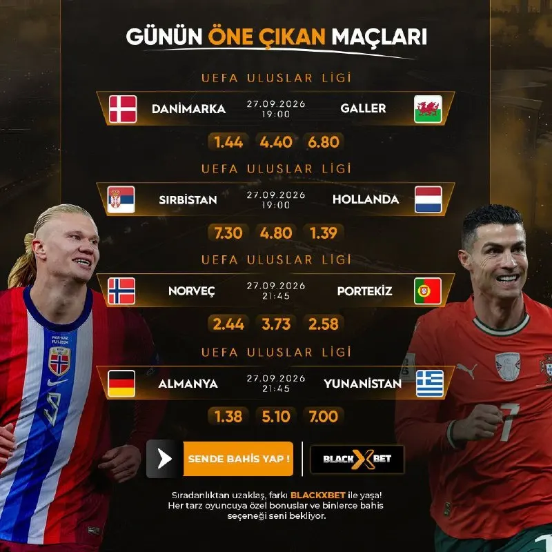 ⚽️BLACKXBET'TE GÜNÜN KARŞILAŞMALARI⚽️ 💎 EN YÜKSEK ORANLAR, ESNEK BAHİS SEÇENEKLERİ! 🎁…