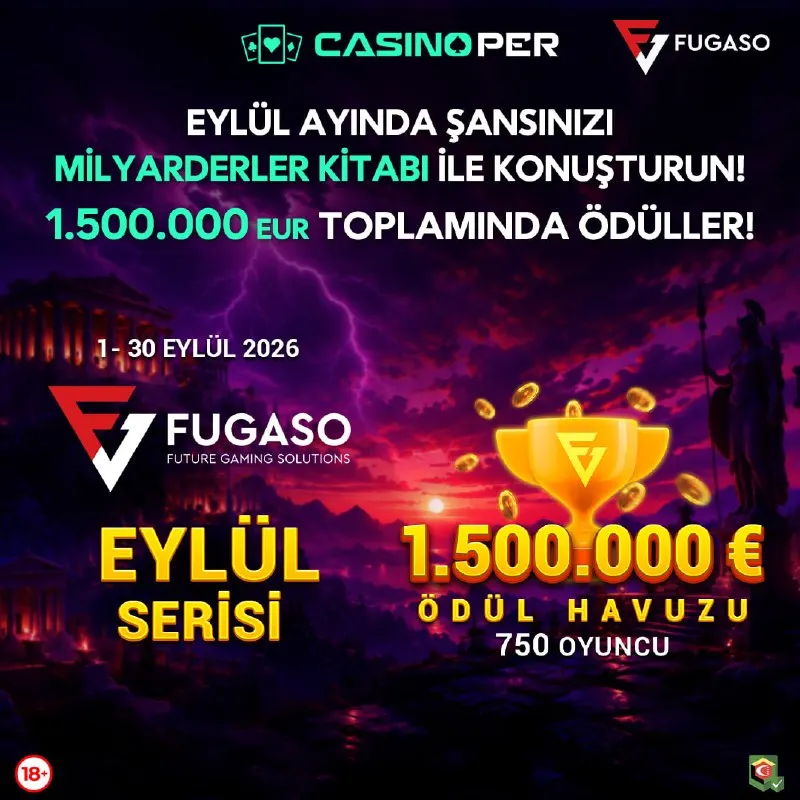🎰 1.500.000 EUR ödüllü Fugaso Eylül Serisi CasinoPer'de devam ediyor! 🎰 Seçili oyunları…