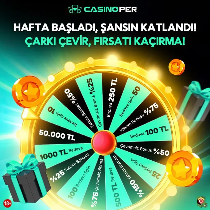 🎰 CasinoPer Bonus Çarkı ile şansın kapısını aralayın! 💦 50.000 TL Nakit Ödül 🎰 %150 Bonus…