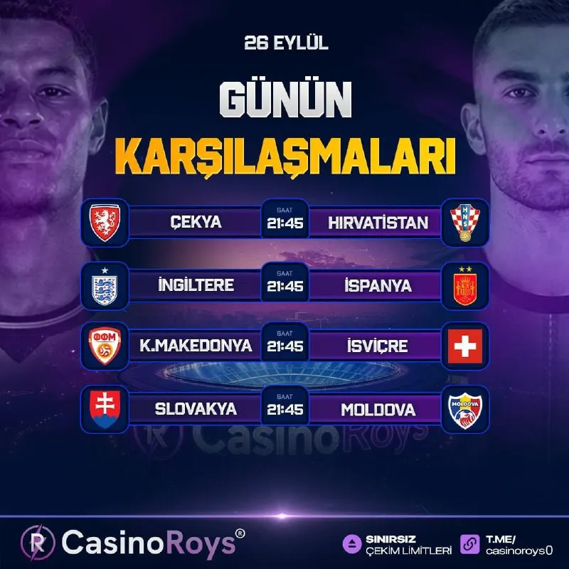 ⚡️ GÜNÜN ÖNE ÇIKAN KARŞILAŞMASI EN YÜKSEK ORANLARLA #CASİNOROYS'TA! ⚡️ ⚽️ Çekya 🆚…