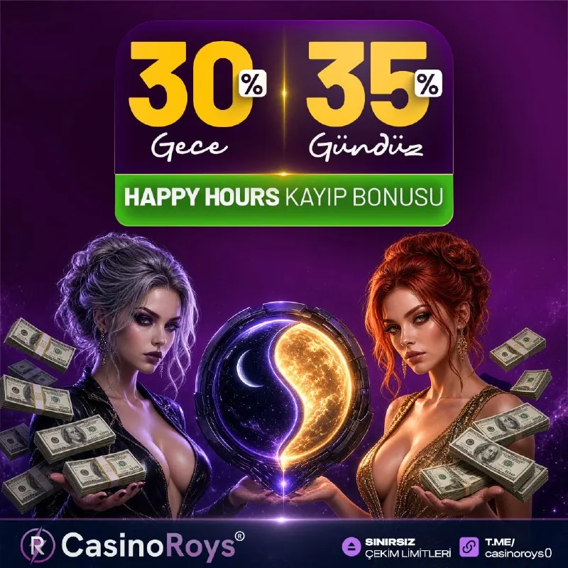🎉 %35 HAPPY HOURS KAYIP BONUSU! 💥 #CasinoRoys'ta Saat 11:00 - 15:00 Arası Çok Kazançlı…