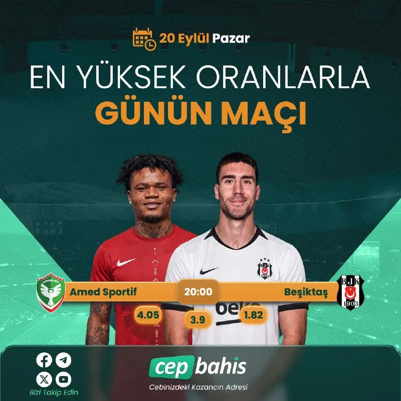 ⚽️ Günün maçı Cepbahis’te! ⚽️ 💻En yüksek oranlar ve bol seçenekli bahisler 🆚 Amed Sportif…