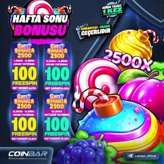 🎄 HAFTA SONU BONUSU 📅 Cumartesi ve Pazar, Sweet Bonanza 2500’de 100 Freespin kazanma…