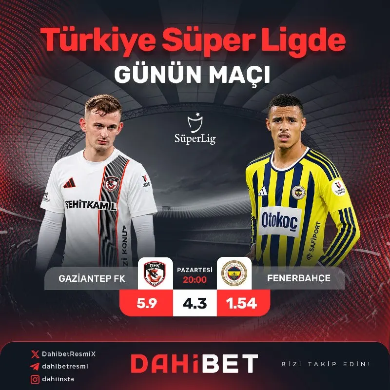 🇹🇷🇹🇷 Süper Lig Maçında Gaziantep FK Bugün Sahasında Fenerbahçe ile Karşılaşıyor. ⏱20.00…
