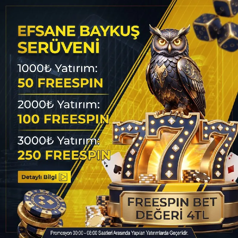 🦉 EFSANE BAYKUŞ SERÜVENİ BAŞLADI! 🦉 🌙 Gece yatırımlarına özel freespin fırsatı seni…