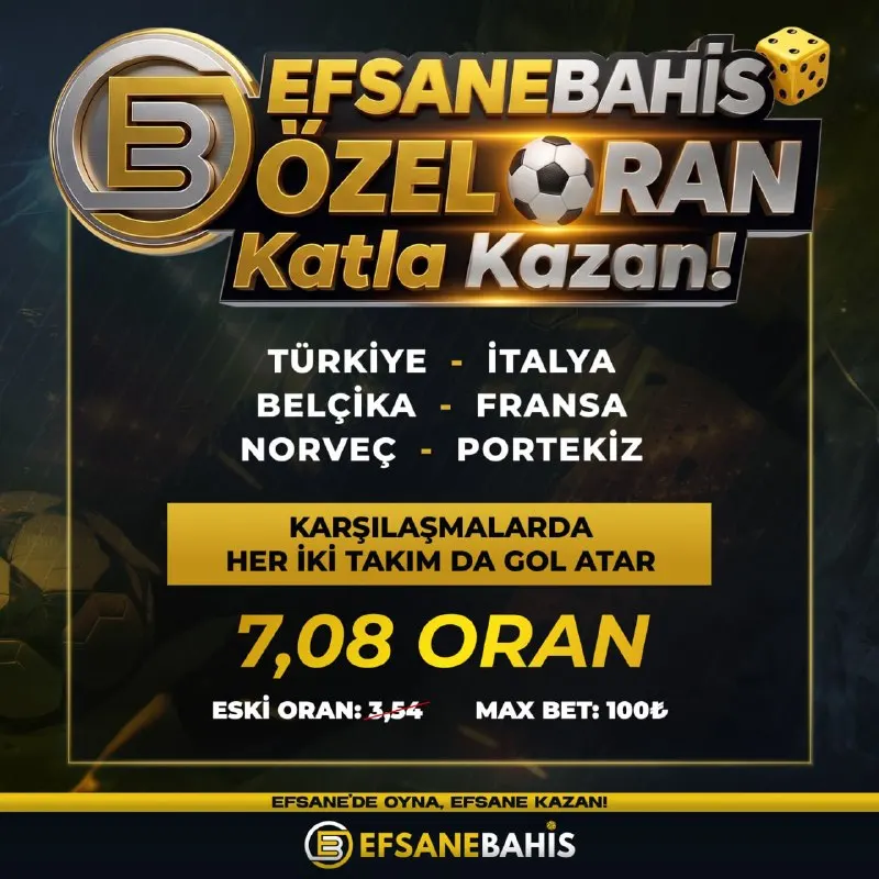 🔥 KATLA KAZAN ÖZEL ORAN! 🔥 ⁉️ Karşılaşmalarda karşılıklı gol olur seçeneğiyle hazırlanmış…