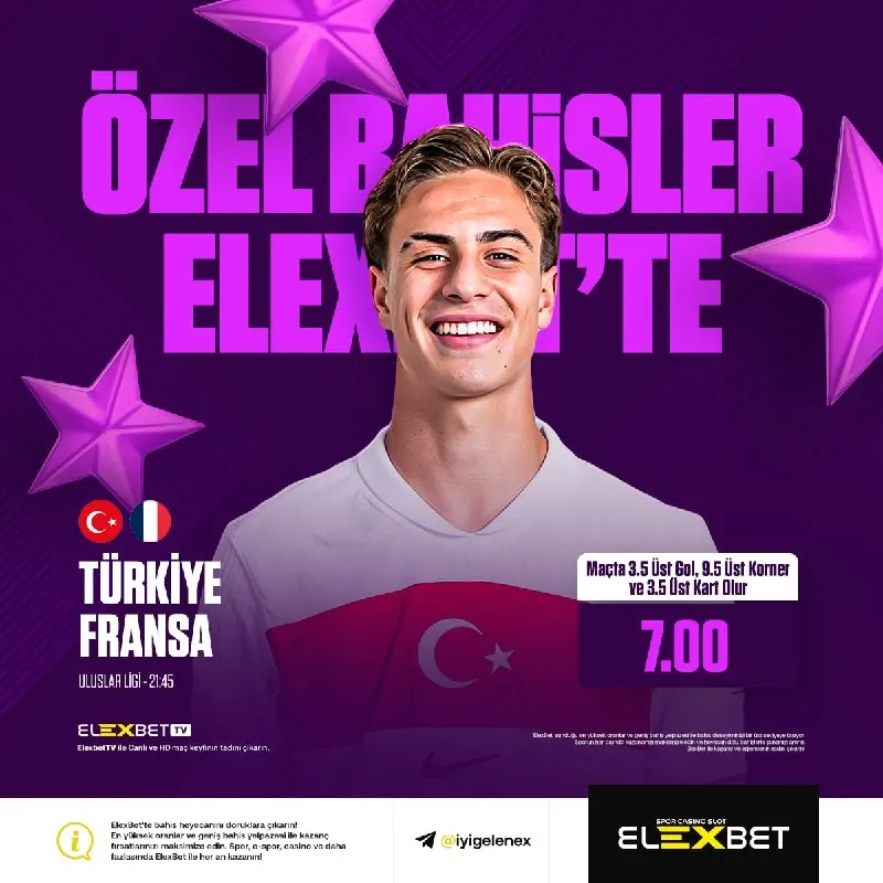 🔥 MİLLİLERİMİZE ÖZEL BAHİS! 🇹🇷 TÜRKİYE 🆚 FRANSA 🇫🇷 🎯 Maçta 3.5 Üst Gol, 9.5 Üst Korner ve…