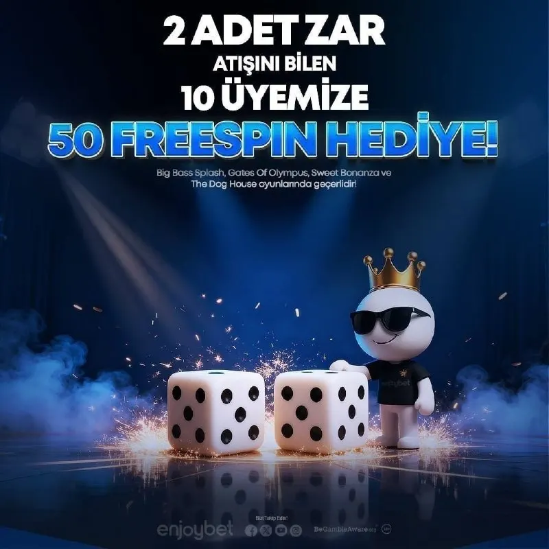 🤩🤩🤩🤩🤩🤩🤩🤩 🤩🤩🤩🤩🤩🤩 🎲 EnjoyBet'te 2'Li Zar Etkinliği Zamanı 🎲 ⛈ 22:30'da Yapılacak 2 Adet Zar…
