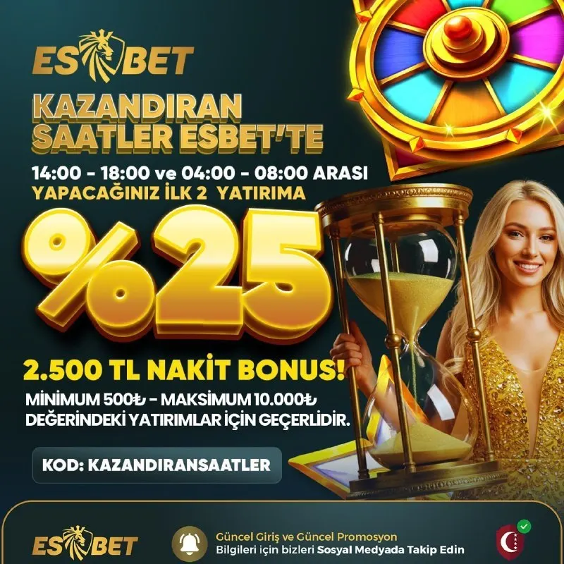 ⏳KAZANDIRAN SAATLER BAŞLADI! ⏰14:00 – 18:00 & 04:00 – 08:00 ARASI! 💸İLK 2 YATIRIMA %25…
