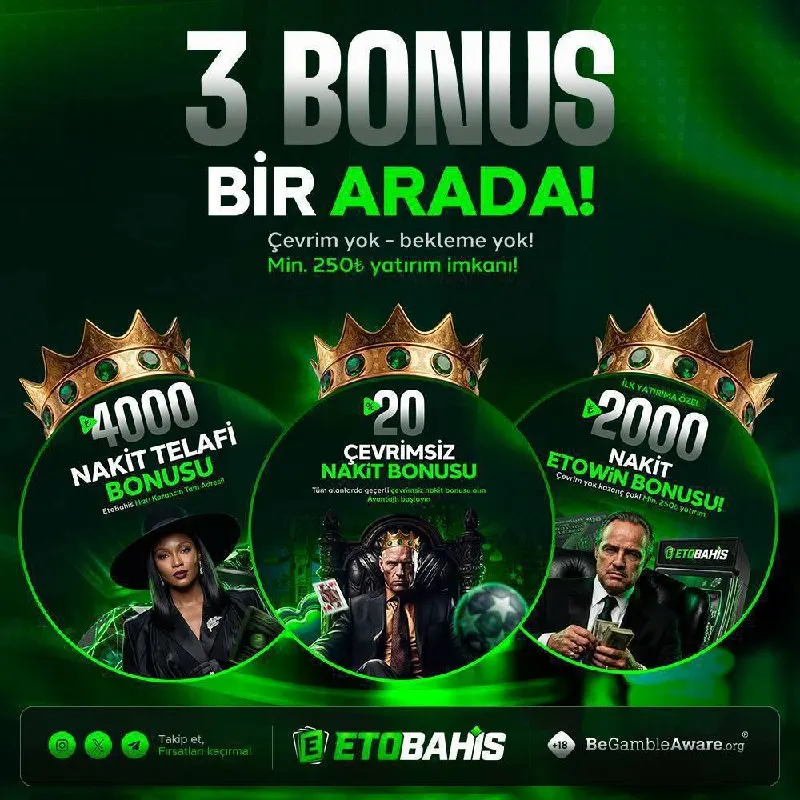 💚💚💚💚💚💚 💚3 BONUS BİR ARADA!💚 💚 4000₺ Nakit telafi bonusu 💚 %20 Çevrimsiz Nakit bonusu 💚…
