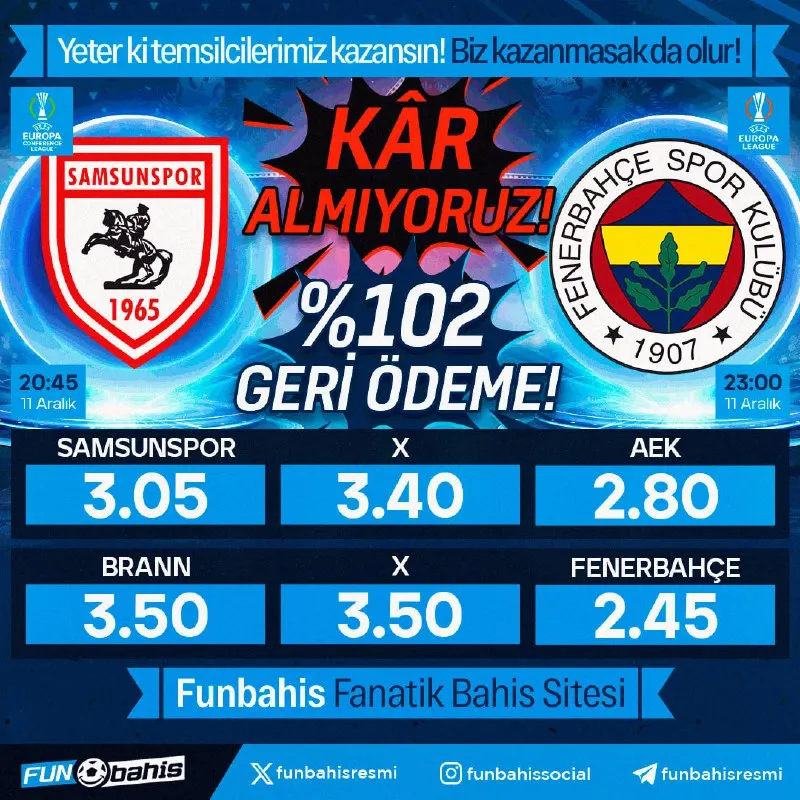 🔔 ÖZEL ORAN!🔔 En yüksek oranlar Funbahis’te! 💥 Kar Almıyoruz! %102 Geri Ödeme…