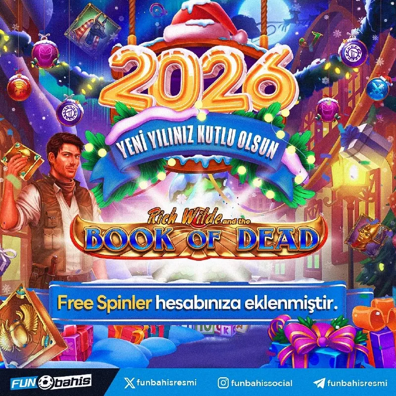 Funbahis'ten Yeni Yıl Hediyesi 🌟 Book of Dead slot oyununda geçerli hediye Free…