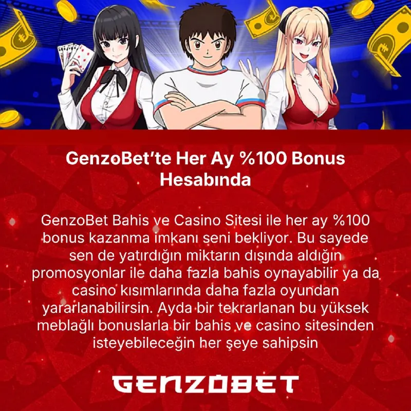 🎁 Genzobet'te heyecan aralıksız sürüyor! Her ay hesabına eklenen %100 Bonus fırsatıyla…