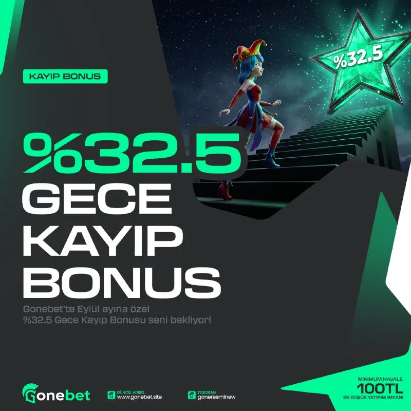 💯3️⃣2️⃣.5️⃣ KAYIP BONUSU! 🌙 Eylül ayına özel! 🌟 Her gece | 22.00 - 10.00 💳 1.000₺ ve üstü…