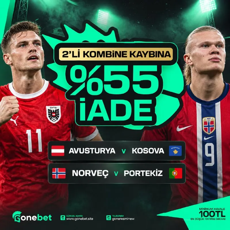 ⚡️ %55 KOMBİNE İADESİ 🔥 Avusturya, Norveç maçı kazanır oyna, kaybında iadesi garanti!…