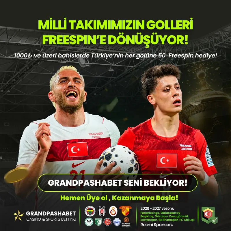 📢 GrandPasha'dan Türkiye'nin Her Golüne 50 Freespin Hediye! 🎁 Türkiye X İtalya…