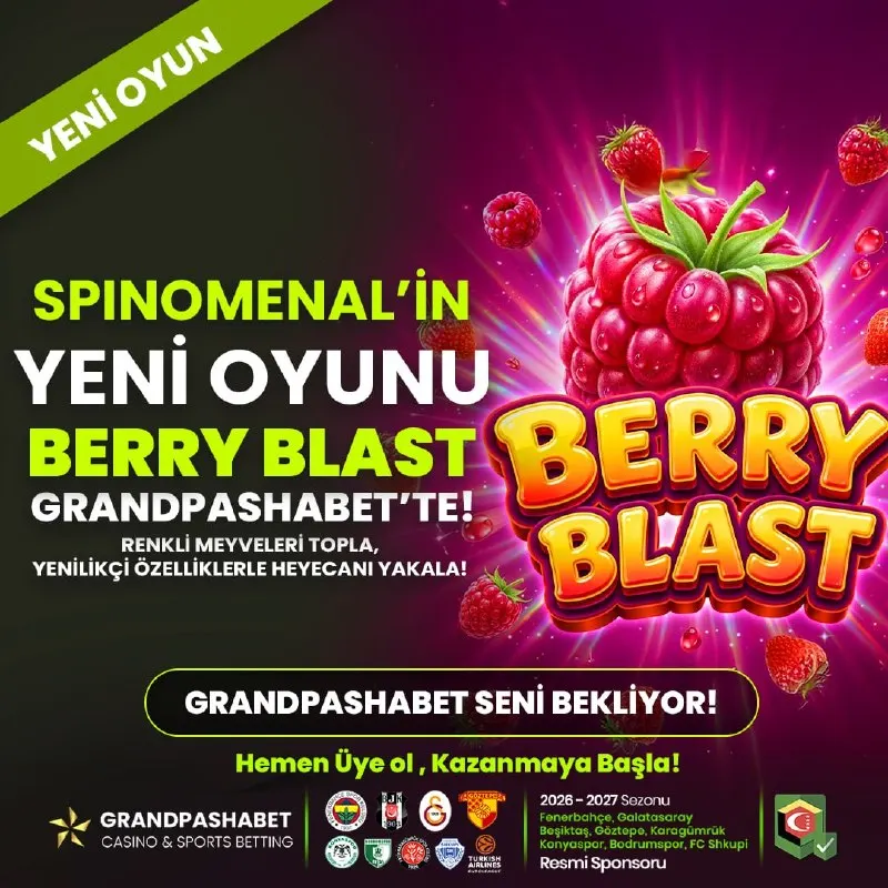 📢 Spinomenal Sağlayıcısının Yeni Oyunu Berry Blast GrandPasha'da! 🍒🍇 Tatlı meyveler…
