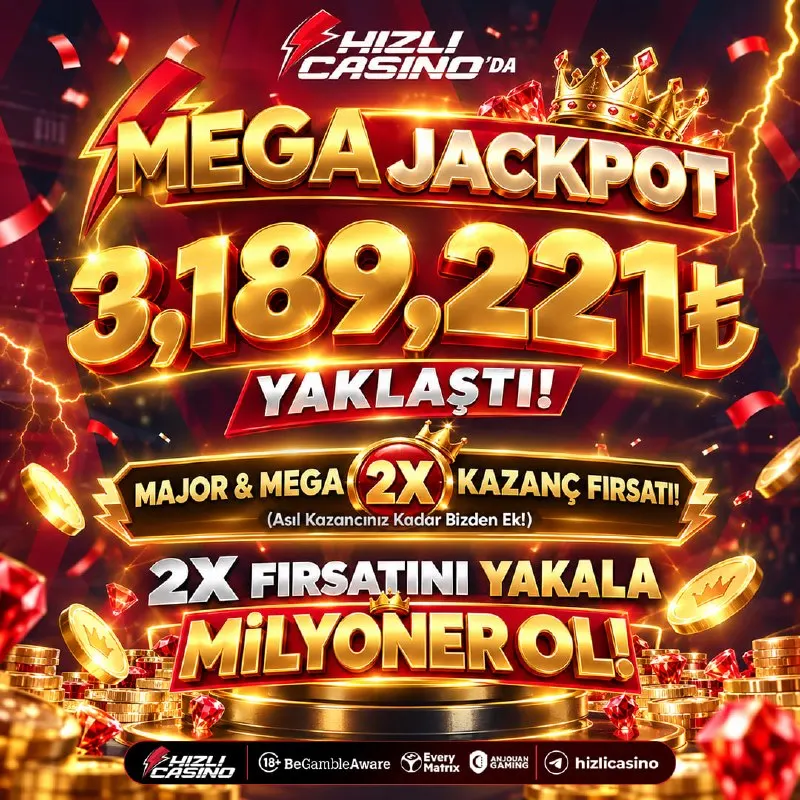 ⚡️ MEGA JACKPOT 3.189.221₺’Yİ AŞTI! ⚡️ 💰 Mega & Major Jackpot’ta 2X kazanç fırsatı devam…