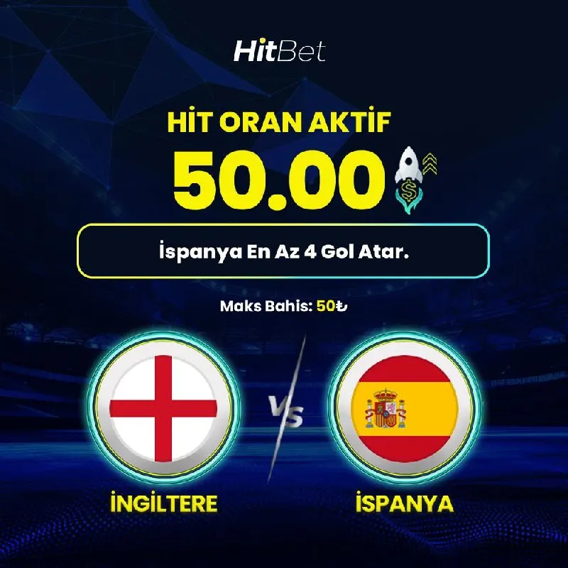 💛 HİTBET HİT ORAN AKTİF! ⚽️ İngiltere - İspanya 📣 İspanya En Az 4 Gol Atar 🚀 Süper Oran…