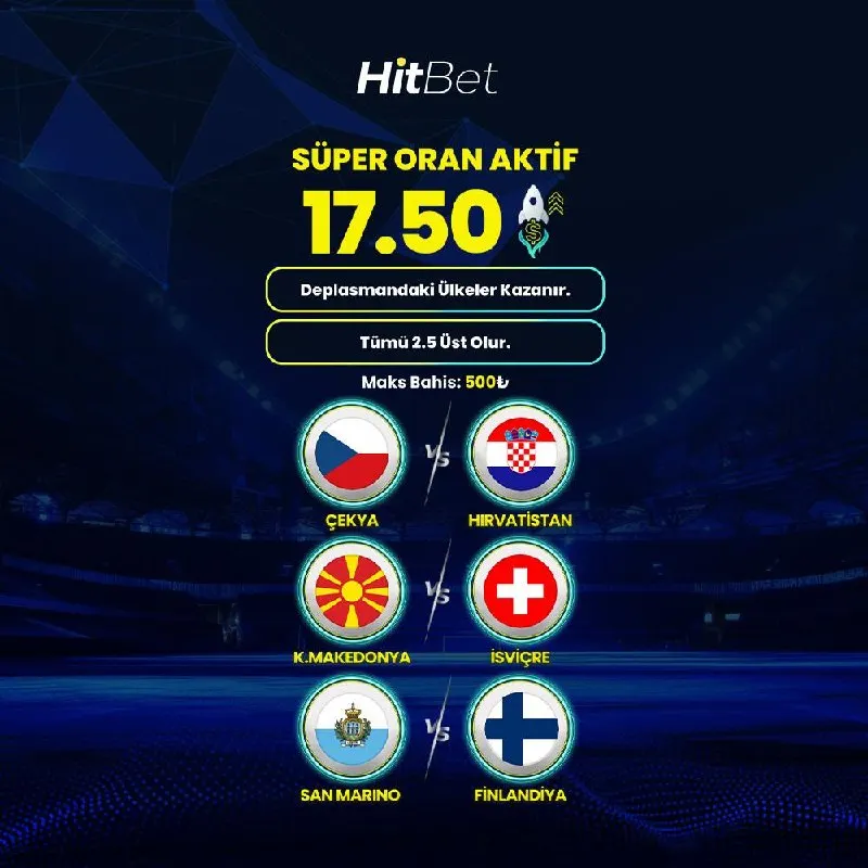 💛 HİTBET SÜPER ORAN AKTİF! ⚽️ Çekya - Hırvatistan ⚽️ K.Makedonya - İsviçre ⚽️ San Marino…