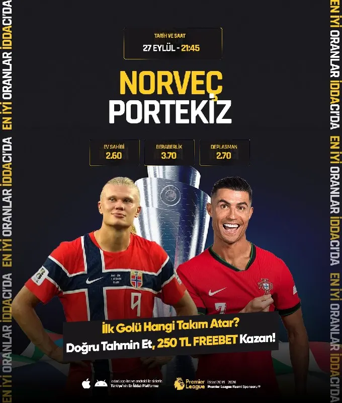 ❓İDDACI DA TAHMİN ZAMANI ❓ ⚽️ Norveç 🆚Portekiz 📅 27 Eylül | ⏰21:45 🆘 250 TL FREEBET…