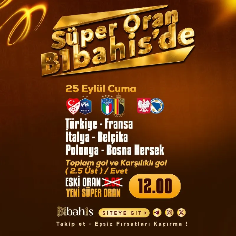 ✨ SÜPER ORAN SİZLERLE ✨ ⚽️ 12. 00 ⚽️ 💥 EK YATIRIM ŞARTI YOK ! Toplam Gol ve Karşılıklı…