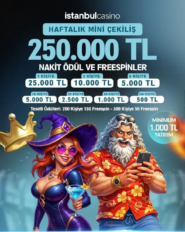 🔥 İSTANBUL CASİNO HEP YANINIZDA 🔥 💰 Haftalık Çekiliş 250.000 TL’yi aşan nakit ödüller +…