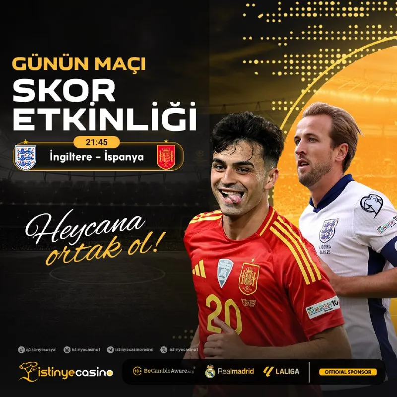 😎😏🥺🤩🥳1500₺ DEĞERİNDE ÖDÜLLÜ SKOR ETKİNLİĞİ İSTİNYE CASİNODA ! 🇪🇺 İNGİLTERE - İSPANYA 🇪🇺…