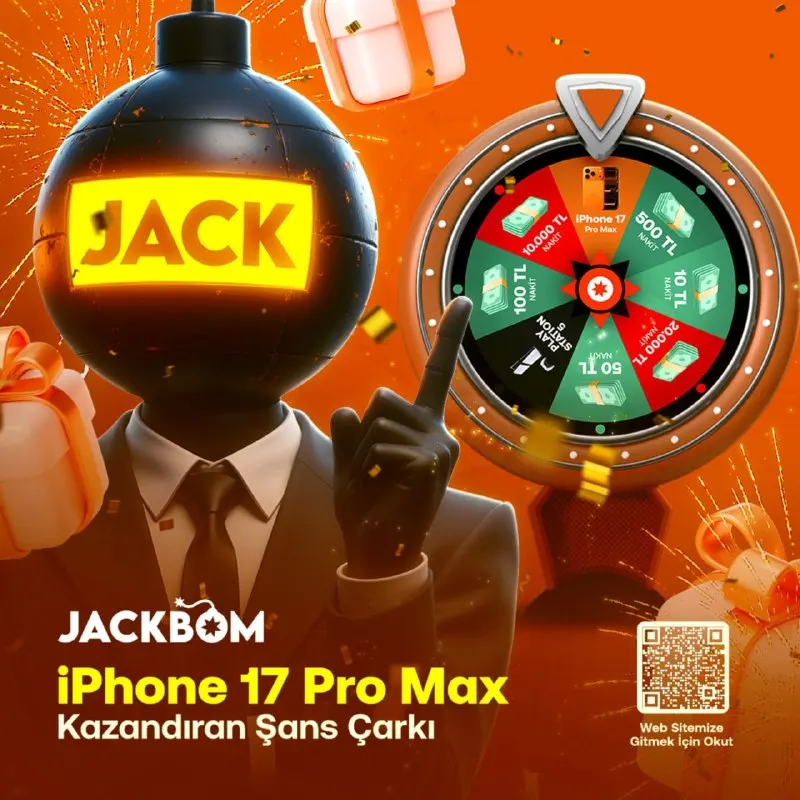 ⚡️ JACKBOM ile Şansını Zirveye Taşı! ✔️ Kazandıran Şans Çarkı ile: 💵 20.000 TL’ye kadar…