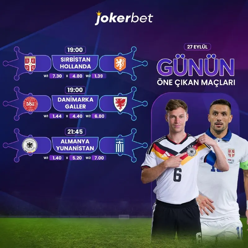 ⚽️ 27 Eylül #Pazar Günün Programı ; ☄️Bahsin Adresinde, #jokerbet te Bonuslar Bitmez. 💸…