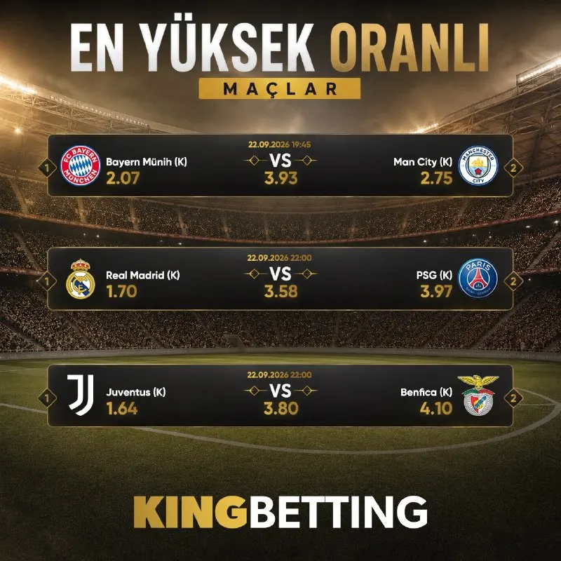 Günün arttırılmış oranlı karşılaşmaları⚽️ Arttırılmış oran özelliği sayesinde popüler…