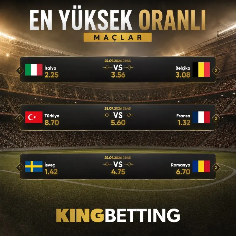 Günün arttırılmış oranlı karşılaşmaları⚽️ Arttırılmış oran özelliği sayesinde popüler…