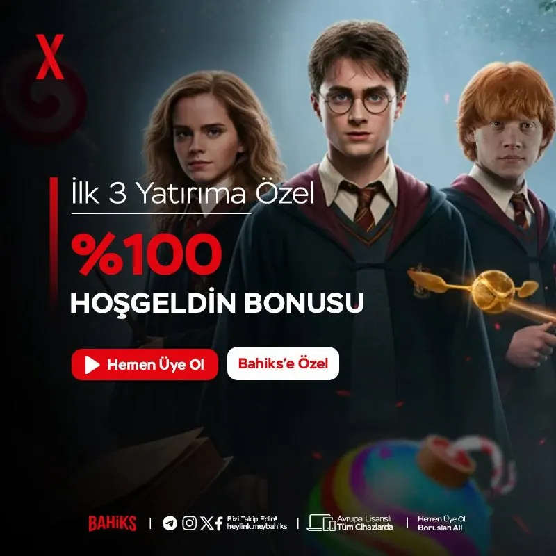 🪄 İLK 3 YATIRIMINA %100 HOŞGELDİN BONUSU! 🪄 🎩 BAHİKS dünyasının sihirli kapıları senin…