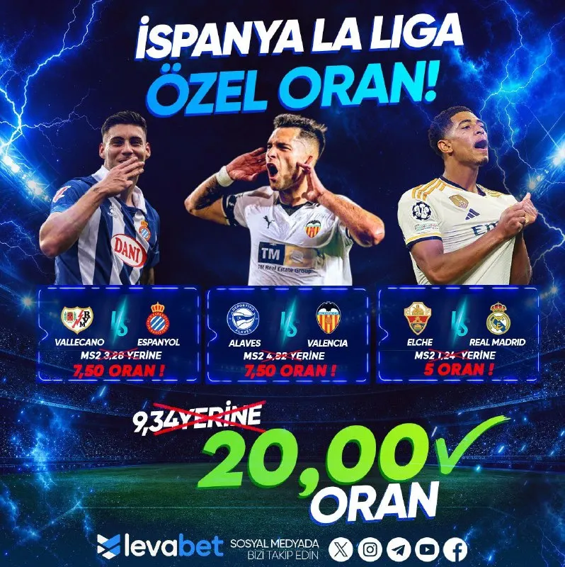 ⚡️ İSPANYA LA LIGA’DA ÖZEL ORANLAR! 🇪🇸🔥 🏆 La Liga heyecanında 3 karşılaşmaya özel oran…