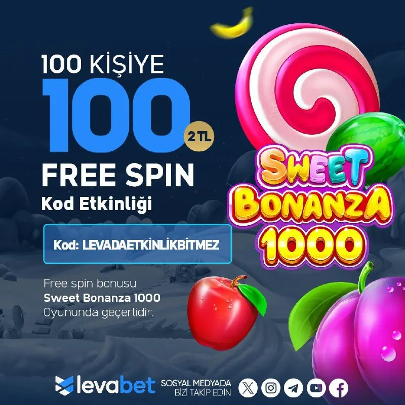 ⚡️100 KİŞİYE 100 FREE SPIN! ⚡️ 🎰 Şansını Sweet Bonanza 1000’de denemeye hazır mısın? 🔵…