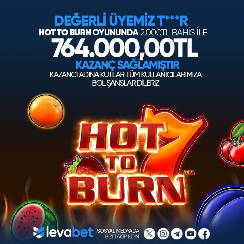 🔥 HOT TO BURN’DE DİKKAT ÇEKEN KAZANÇ! 🔥 7️⃣Hot To Burn oyununda 💰2.000 TL bahis ile…