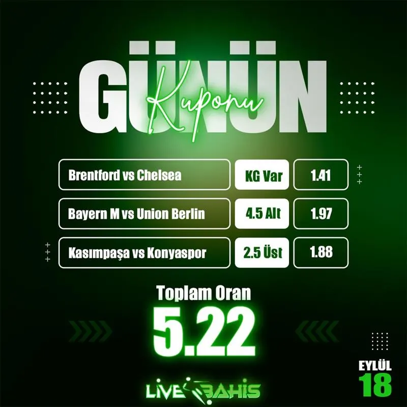 LiveBahis Analiz Ekibinin Hazırladığı Günün Kuponu Yayında ! %5️⃣0️⃣0️⃣ HOŞGELDİN BONUSU…