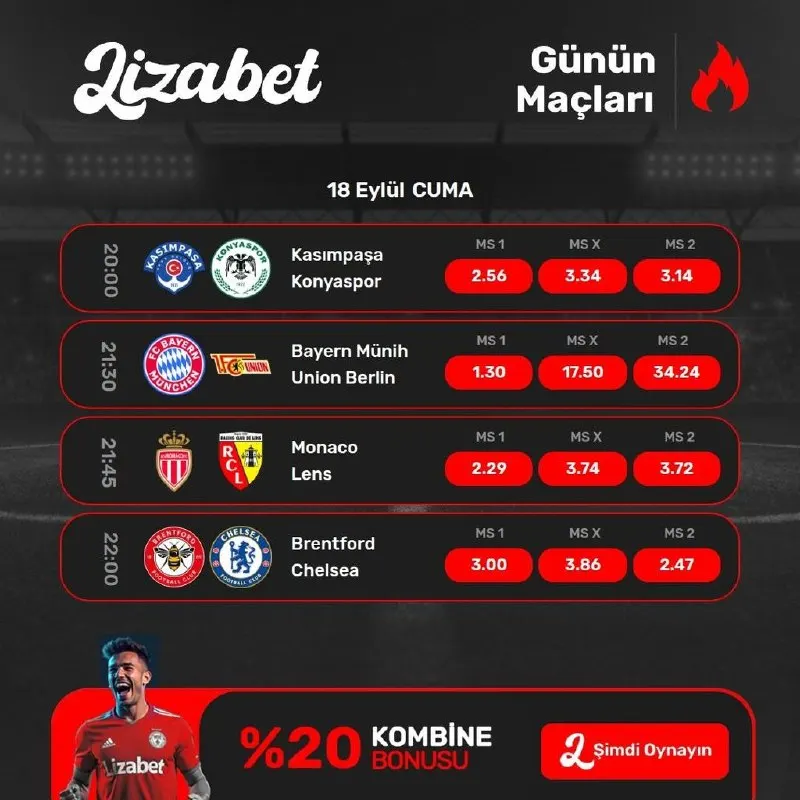 ⚡️ LİZABET'TE BU CUMA FUTBOL ŞÖLENİ VAR! ⚡️ 📅 18 EYLÜL CUMA günü futbol dünyasından…