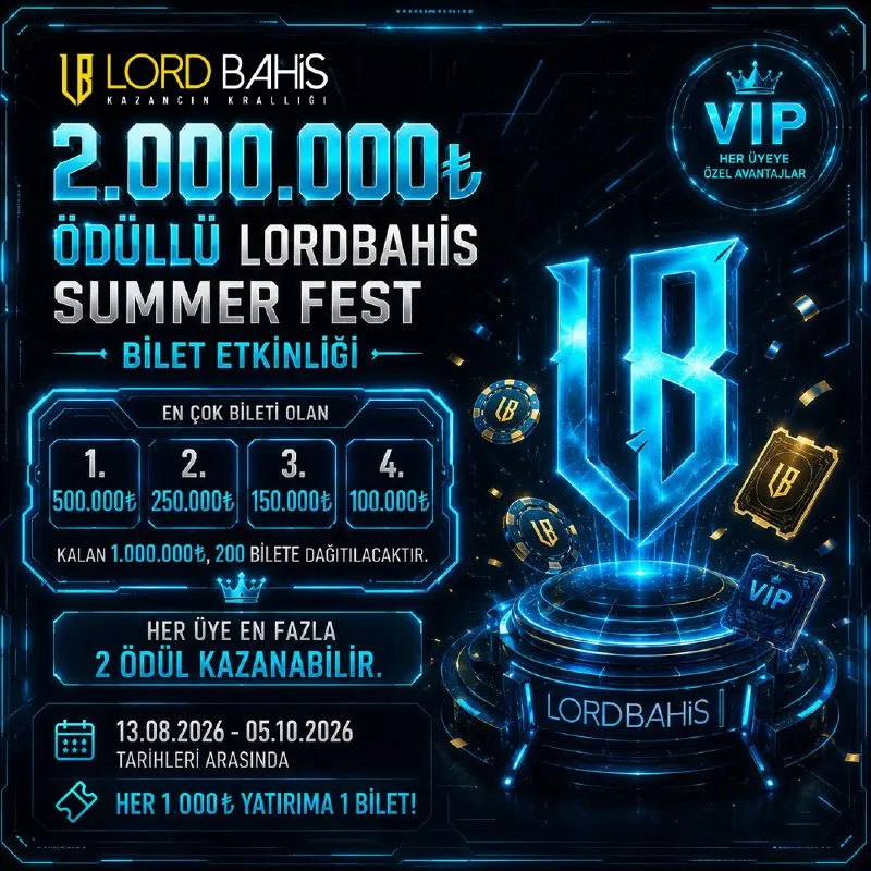 🎉 2.000.000₺ Ödüllü LordBahis Summer Fest Çekilişi Başladı! 👉 Her 100₺ 'lik Yatırımınızda…