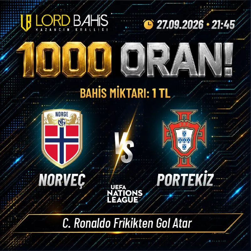 ⚽️Norveç VS. Portekiz 🗓 27 Eylül 2026 - ⏲ 21:45 🌟 Müsabakada C. Ronaldo Frikikten Gol…